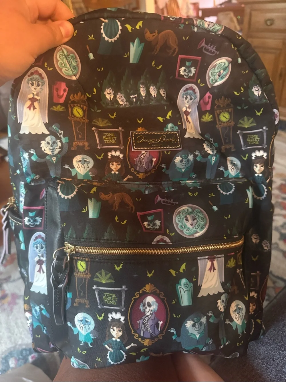 Dooney & Bourke Black Multicolor Haunted Mansion Print Backpack